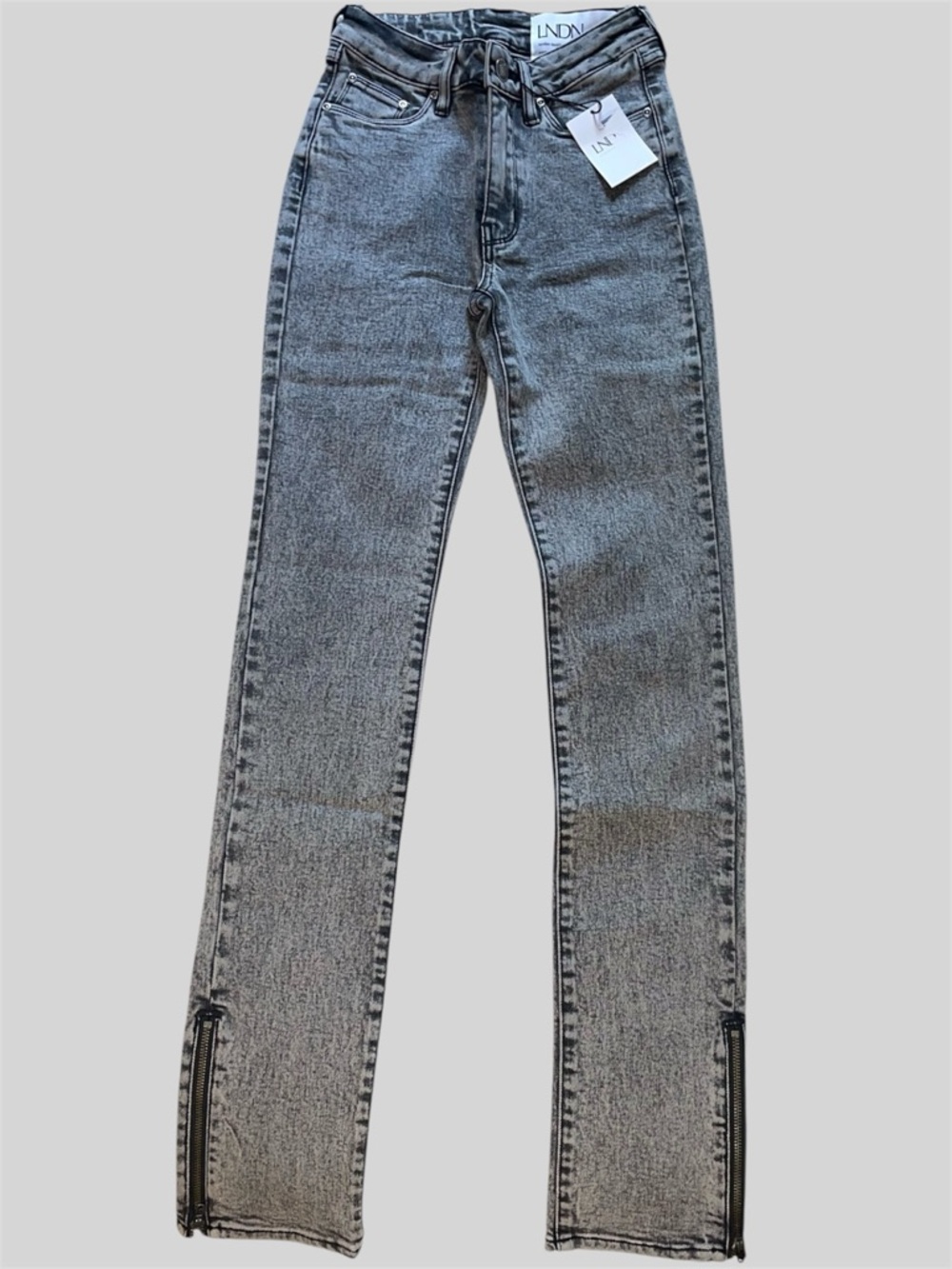 LNDN Landon Denim Faded Grey Wash Ankle Zipper Jeans